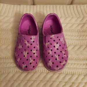 Cat & Jack Toddler Croc Style Size 5 pink unicorn Summer Slip On Sandals